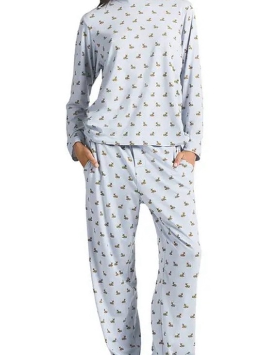 SKIMS Other - SKIMS Holiday Deer Fawn Long Sleeve & Pants Pajama Set Light Blue S